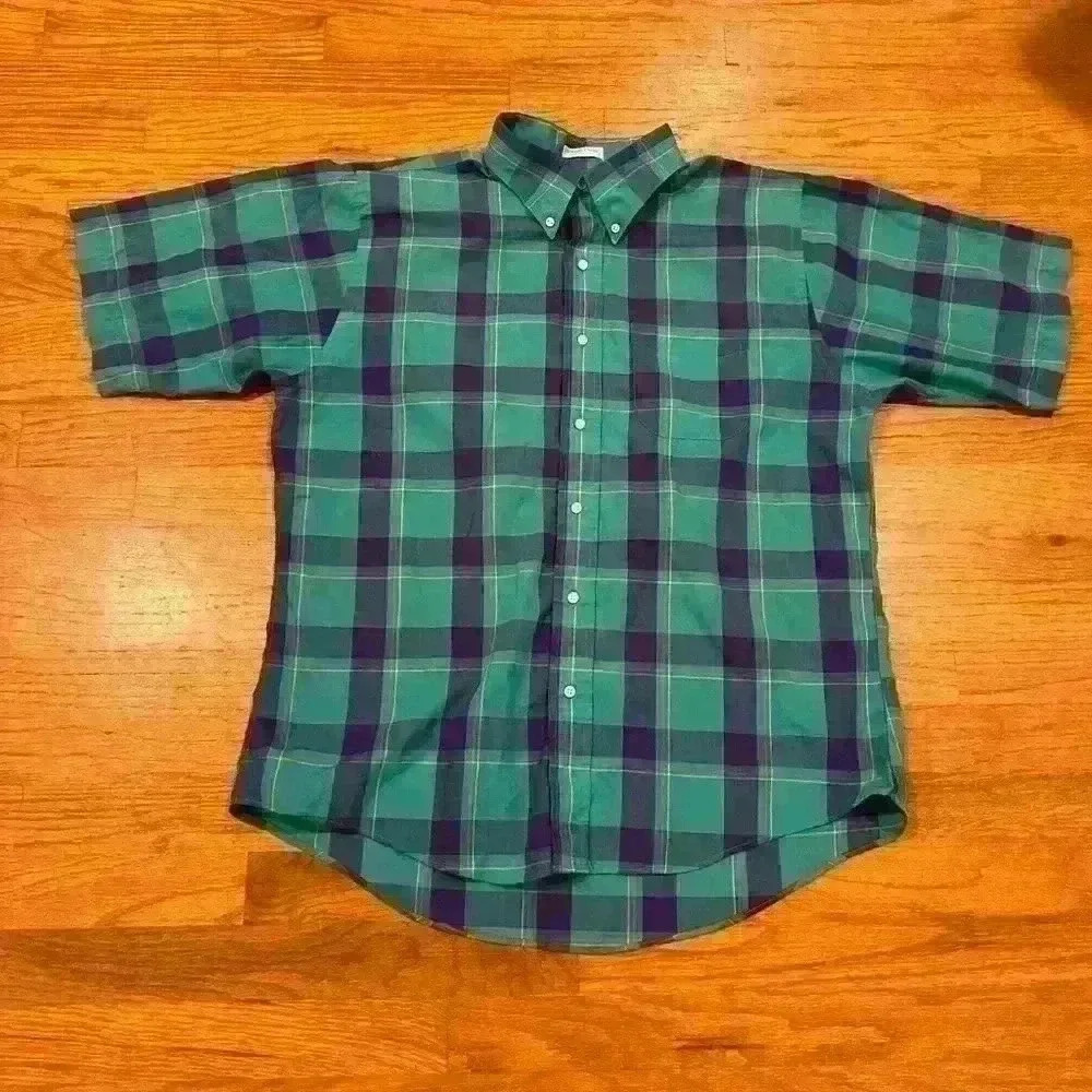 Norman Shirtmakers mens short sleeve button down size large